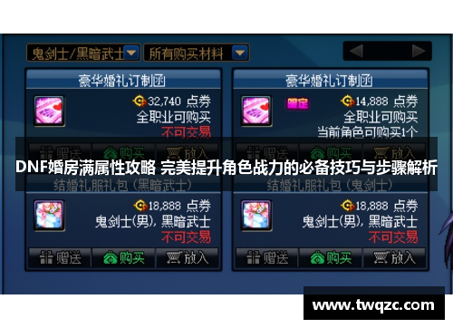 DNF婚房满属性攻略 完美提升角色战力的必备技巧与步骤解析